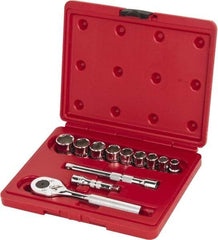 Proto - 12 Piece 3/8" Drive Socket Set - 6 Points, 3/8" to 7/8" Range, Inch Measurement Standard - USA Tool & Supply