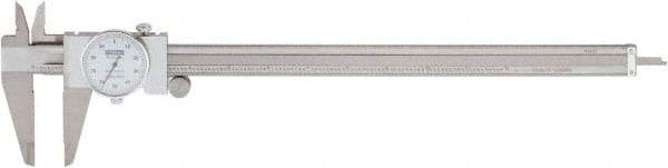 Fowler - 0" to 12" Range, 0.001" Graduation, 0.1" per Revolution, Dial Caliper - White Face, 2.35" Jaw Length - USA Tool & Supply