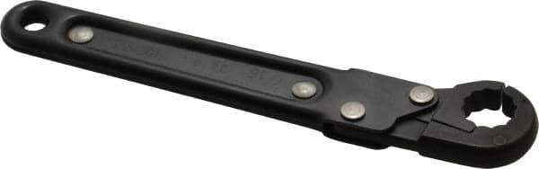 Proto - 7/16", Black Finish, Ratcheting Flare Nut Wrench - 12 Points, 5-7/16" OAL, Steel, Single End Head - USA Tool & Supply