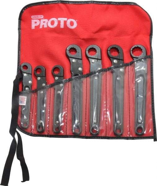 Proto - 7 Piece, 3/8" to 3/4", 12 Point Flare Nut Wrench Set - Inch Measurement Standard, Black Oxide Finish, Comes in Nylon Roll - USA Tool & Supply