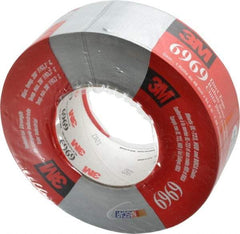 3M - 2" x 55m Silver Duct Tape - 10.7 mil, Rubber Adhesive, Polyethylene Film Backing, 32 Lb/ln Tensile Strength, 200°F Max, Series 6969 - USA Tool & Supply