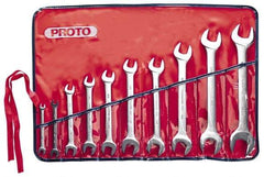 Proto - 10 Piece, 1/4" x 5/16" to 1-1/16" x 1-1/8", Open End Wrench Set - Inch Measurement Standard, Satin Finish, Comes in Nylon Roll - USA Tool & Supply