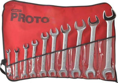 Proto - 10 Piece, 6mm x 7mm to 24mm x 26mm, Open End Wrench Set - Metric Measurement Standard, Satin Finish, Comes in Nylon Roll - USA Tool & Supply