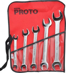 Proto - 5 Piece, 3/8" x 7/16" to 13/16" x 7/8", Open End Wrench Set - Inch Measurement Standard, Satin Finish, Comes in Nylon Roll - USA Tool & Supply
