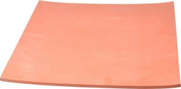 Made in USA - 12" Long, 12" Wide, 1/4" Thick, Silicone Rubber Foam Sheet - 45 to 55 Durometer, Orange-Red, -60 to 600°F, 650 psi Tensile Strength, Plain Backing, Stock Length - USA Tool & Supply