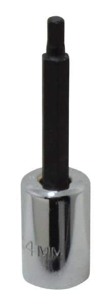 Proto - 3/8" Drive, 4mm Hex Bit Socket - 2-5/8" OAL, 1-5/8" Bit Length - USA Tool & Supply