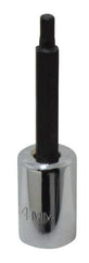 Proto - 3/8" Drive, 4mm Hex Bit Socket - 2-5/8" OAL, 1-5/8" Bit Length - USA Tool & Supply