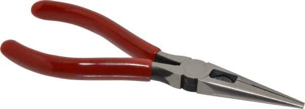 Proto - 6-5/8" OAL, 1-7/8" Jaw Length x 11/16" Jaw Width, Long Nose Side Cutting Chain Nose Pliers - Serrated Jaw, Standard Head, Plastisol Handles - USA Tool & Supply