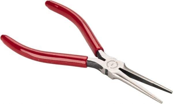 Proto - 6-5/32" OAL, 2-5/32" Jaw Length x 1/2" Jaw Width, Long Nose Needle Nose Pliers - Serrated Jaw, Long Extra Thin Head, Plastisol Handles - USA Tool & Supply