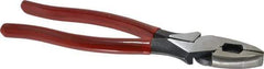 Proto - 9-1/4" OAL, 1-9/16" Jaw Length x 1-9/32" Jaw Width, Linesman's Pliers - Standard Jaw, Flat Nose Head, Plastisol Handles - USA Tool & Supply