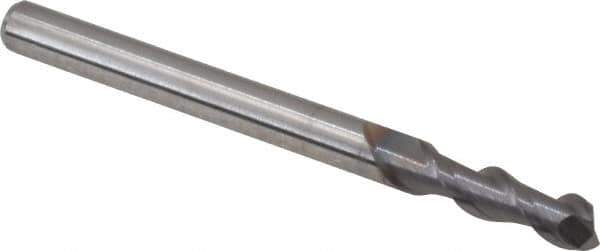 Niagara Cutter - 1/8", 3/8" LOC, 1/8" Shank Diam, 1-1/2" OAL, 2 Flute, Solid Carbide Square End Mill - Single End, TiCN Finish, Spiral Flute, 45° Helix, Centercutting, Right Hand Cut, Right Hand Flute, Series A245 - USA Tool & Supply