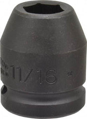 Proto - 3/4" Drive 11/16" Standard Impact Socket - 6 Points, 1-15/16" OAL - USA Tool & Supply