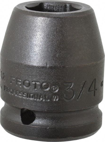 Proto - 3/4" Drive 3/4" Standard Impact Socket - 6 Points, 1-15/16" OAL - USA Tool & Supply