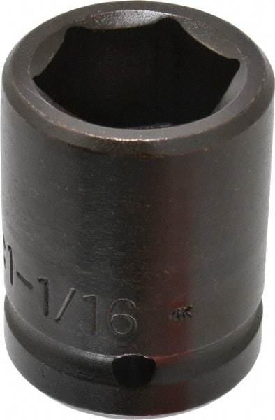 Proto - 3/4" Drive 1-1/16" Standard Impact Socket - 6 Points, 2-1/16" OAL - USA Tool & Supply