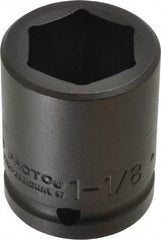 Proto - 3/4" Drive 1-1/8" Standard Impact Socket - 6 Points, 2-3/16" OAL - USA Tool & Supply