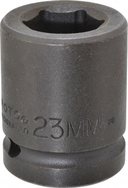 Proto - 3/4" Drive 23mm Standard Impact Socket - 6 Points, 2" OAL - USA Tool & Supply