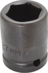 Proto - 3/4" Drive 27mm Standard Impact Socket - 6 Points, 2-3/64" OAL - USA Tool & Supply