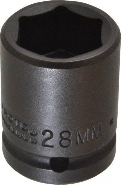 Proto - 3/4" Drive 28mm Standard Impact Socket - 6 Points, 2-3/64" OAL - USA Tool & Supply