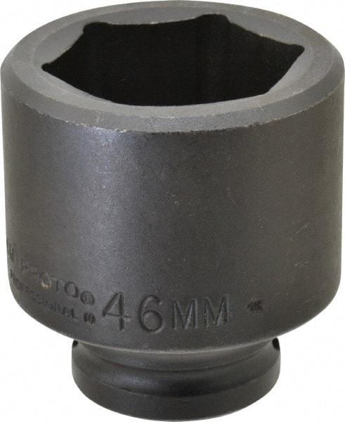 Proto - 3/4" Drive 46mm Standard Impact Socket - 6 Points, 2-55/64" OAL - USA Tool & Supply