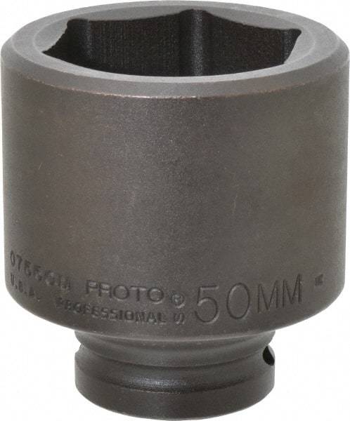 Proto - 3/4" Drive 50mm Standard Impact Socket - 6 Points, 3-7/64" OAL - USA Tool & Supply
