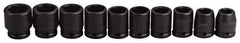Proto - 10 Piece 3/4" Drive Impact Socket Set - 6 Points, 3/4" to 1-5/16" Range, Inch Measurement Standard - USA Tool & Supply