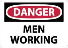 NMC - "Danger - Men Working", 10" Long x 14" Wide, Rigid Plastic Safety Sign - Rectangle, 0.05" Thick, Use for Accident Prevention - USA Tool & Supply