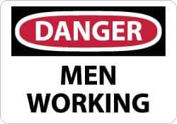 NMC - "Danger - Men Working", 7" Long x 10" Wide, Rigid Plastic Safety Sign - Rectangle, 0.05" Thick, Use for Accident Prevention - USA Tool & Supply