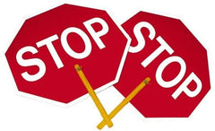 NMC - "Stop", 18" Wide x 18" High, Plastic Stop & Yield Signs - Black on Orange, White on Red, Octagon, Handheld Mount - USA Tool & Supply