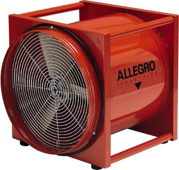 Allegro - 16" Inlet, Electric AC Axial Blower - 2 hp, 4,400 CFM (Two 90° Bends), 4,950 CFM (One 90° Bend) & 5,500 CFM (Free Air), 230 Max Voltage Rating - USA Tool & Supply