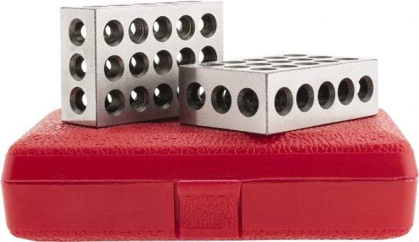 SPI - 0.0001 Squareness Per Inch, Hardened Steel, 1-2-3 Block with 23 Hole Setup Block - 3/8 - 16 Inch Tapped Hole Size, 55-60 Rc Hardness, Sold As Matched Pair - USA Tool & Supply