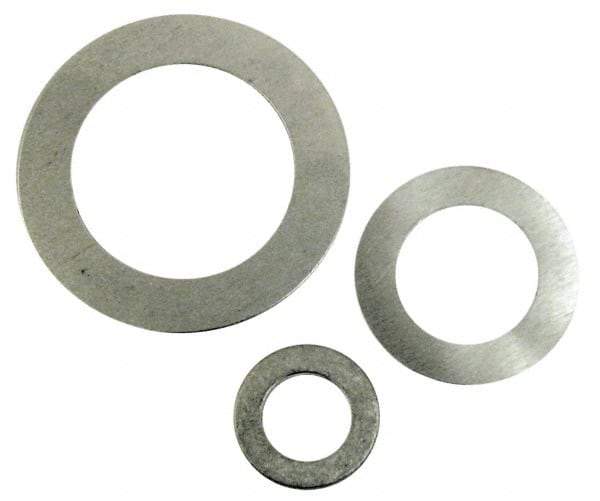 Made in USA - 0.005" Thick, 1" Inside x 1-1/2" OD, Round Shim - 7/8" Screw, Uncoated Commercial Aluminum - USA Tool & Supply