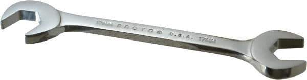 Proto - 17mm Standard Open End Wrench - 6-1/2" OAL, Double End, Chrome Finish, 15° & 60° Head Angle - USA Tool & Supply