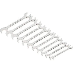 Proto - 11 Piece, 9mm to 19mm, Open End Wrench Set - Metric Measurement Standard, Full Polish Finish, Comes in Canvas Roll - USA Tool & Supply