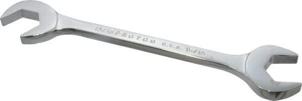 Proto - 15/16" Standard Open End Wrench - 8-3/4" OAL, Double End, Chrome Finish, 15° & 60° Head Angle - USA Tool & Supply
