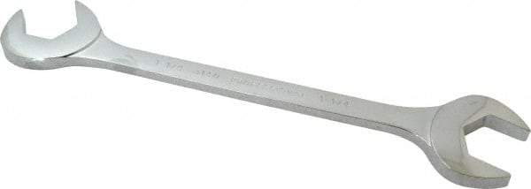 Proto - 1-1/4" Standard Open End Wrench - 12-1/4" OAL, Double End, Chrome Finish, 15° & 60° Head Angle - USA Tool & Supply