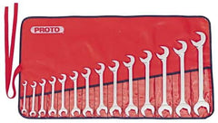 Proto - 14 Piece, 3/8" to 1-1/4", Open End Wrench Set - Inch Measurement Standard, Full Polish Finish, Comes in Nylon Roll - USA Tool & Supply