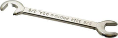 Proto - 3/8" Stubby Open End Wrench - 3-3/4" OAL, Double End, Satin Finish, 15° & 75° Head Angle - USA Tool & Supply