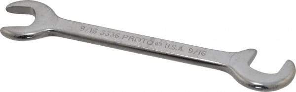 Proto - 9/16" Stubby Open End Wrench - 5-3/4" OAL, Double End, Satin Finish, 15° & 75° Head Angle - USA Tool & Supply