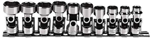 Proto - 10 Piece 3/8" Drive Standard Socket Set - 6 Points, 10 to 19mm, Metric Measurement Standard - USA Tool & Supply