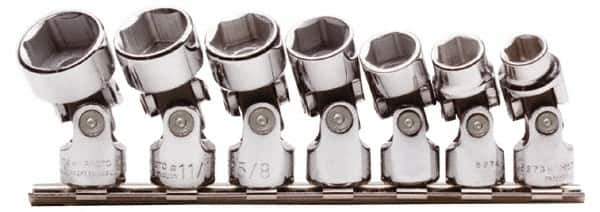 Proto - 7 Piece 3/8" Drive Standard Socket Set - 6 Points, 3/8 to 3/4", Inch Measurement Standard - USA Tool & Supply