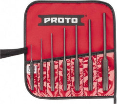 Proto - 7 Piece, 1/16 to 1/4", Pin Punch Set - Round Shank, Comes in Pouch - USA Tool & Supply