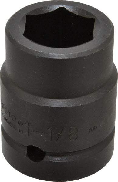 Proto - 1" Drive 1-1/8" Standard Impact Socket - 6 Points, 2-5/8" OAL - USA Tool & Supply