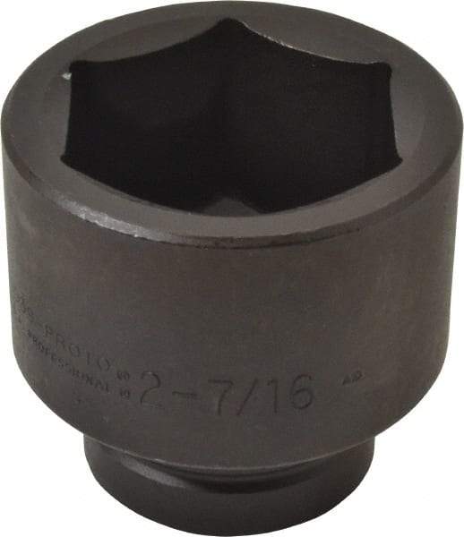 Proto - 1" Drive 2-7/16" Standard Impact Socket - 6 Points, 3-25/64" OAL - USA Tool & Supply