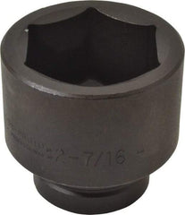Proto - 1" Drive 2-7/16" Standard Impact Socket - 6 Points, 3-25/64" OAL - USA Tool & Supply