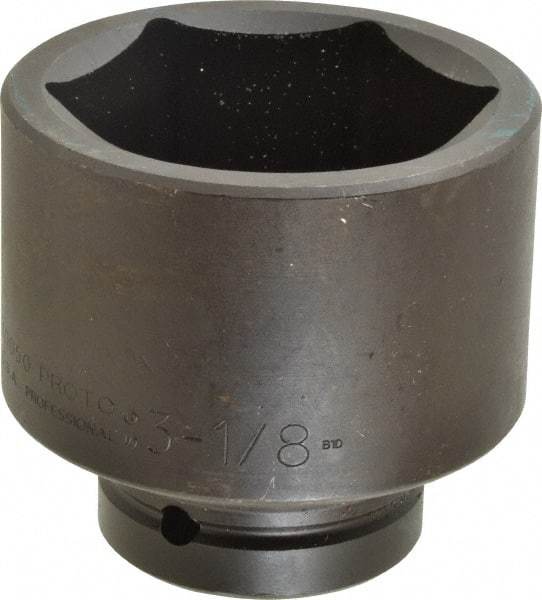 Proto - 1" Drive 3-1/8" Standard Impact Socket - 6 Points, 4-1/16" OAL - USA Tool & Supply