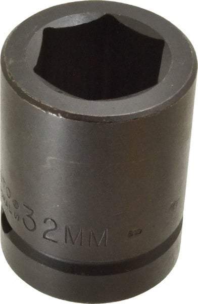 Proto - 1" Drive 32mm Standard Impact Socket - 6 Points, 2-7/16" OAL - USA Tool & Supply