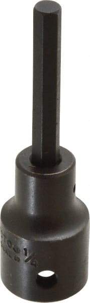 Proto - 1/2" Drive, 1/4" Impact Hex Bit Socket - 1-3/4" Bit Length, 3-1/4" OAL - USA Tool & Supply