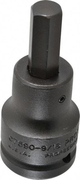Proto - 3/4" Drive, 9/16" Impact Hex Bit Socket - 1-3/8" Bit Length, 3-3/4" OAL - USA Tool & Supply