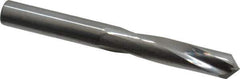Atrax - 19/64" 135° Spiral Flute Solid Carbide Screw Machine Drill Bit - Bright Finish, Right Hand Cut, 1-9/16" Flute Length, 2-3/4" OAL, Split Point, Straight Shank - USA Tool & Supply