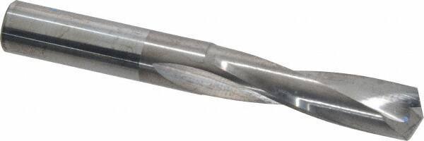 Atrax - 29/64" 135° Spiral Flute Solid Carbide Screw Machine Drill Bit - Bright Finish, Right Hand Cut, 2-1/8" Flute Length, 3-9/16" OAL, Split Point, Straight Shank - USA Tool & Supply